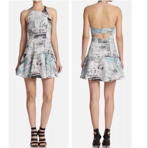 PARKER Leona Abstract Print Halter Cutout Flare Versatile Dress Size S